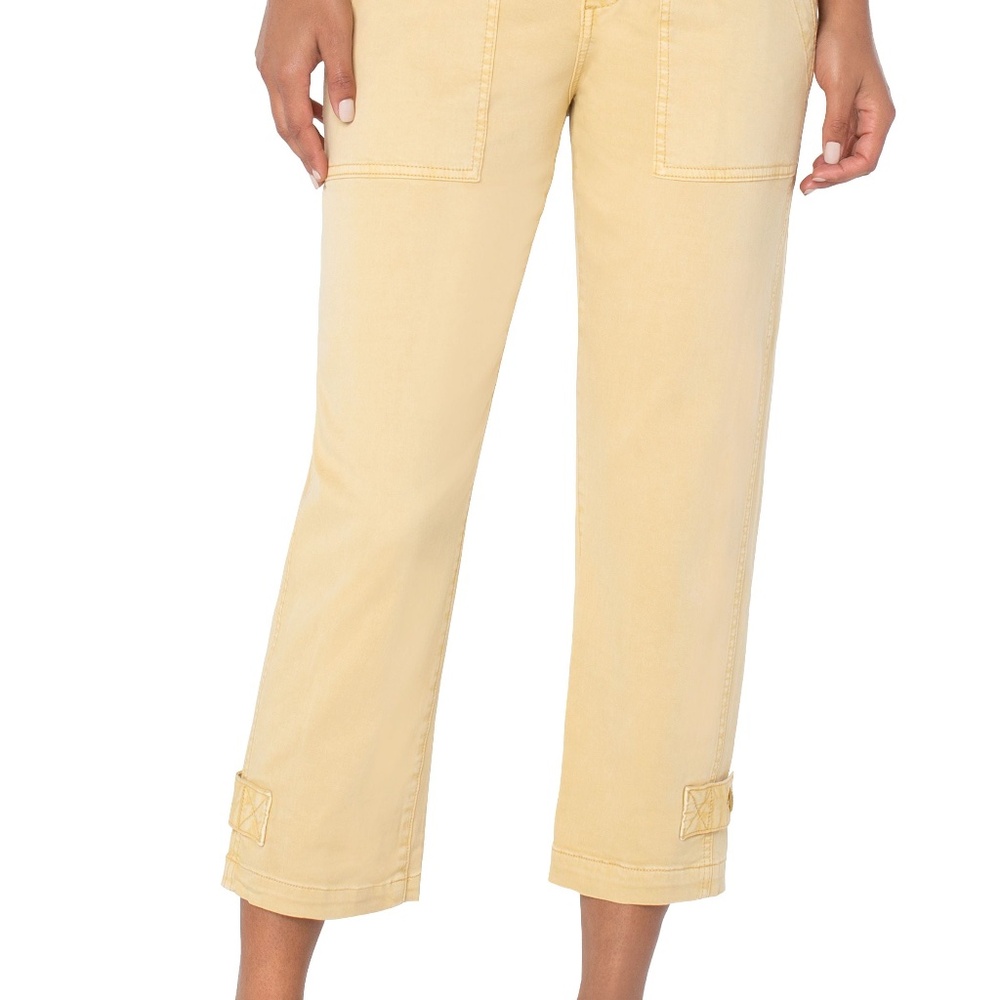 LIVERPOOL UTILITY CROP CARGO WITH CINCHED LEG Size 1414 / MUSTARD GOLD